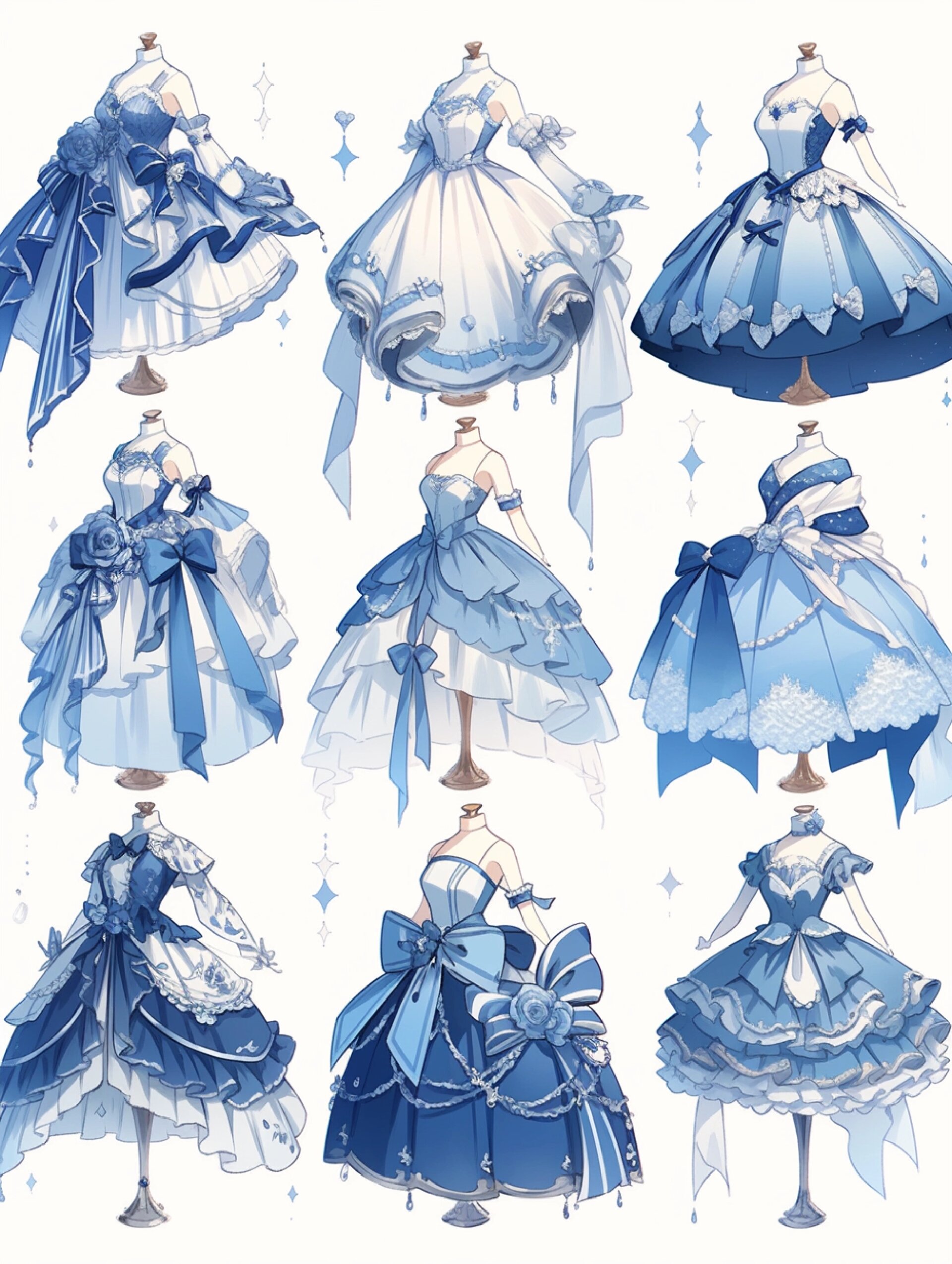 蓝白色礼服裙‖服装展示