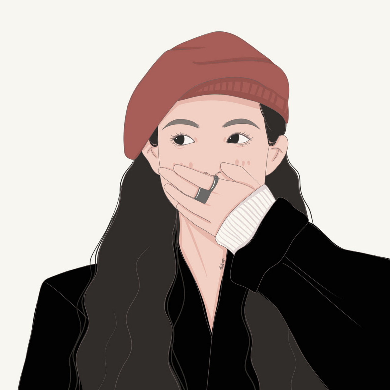 插画 | 头像 | 戴红色贝雷帽的小仙女 图片92二改92商用92去