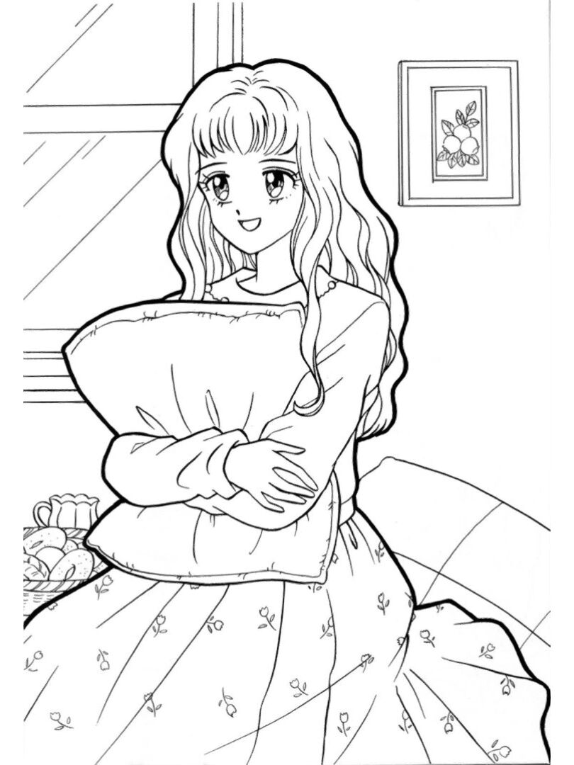 小女孩公主涂色线稿可打印