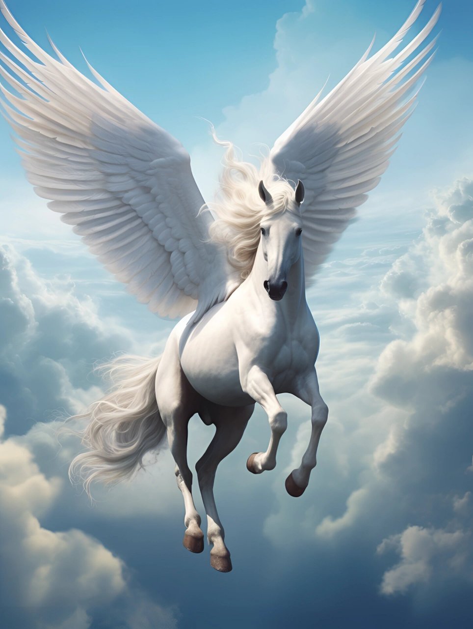 飞马的形象经常被用于艺术作品中,如绘画和雕塑,传达着对美好的追求.