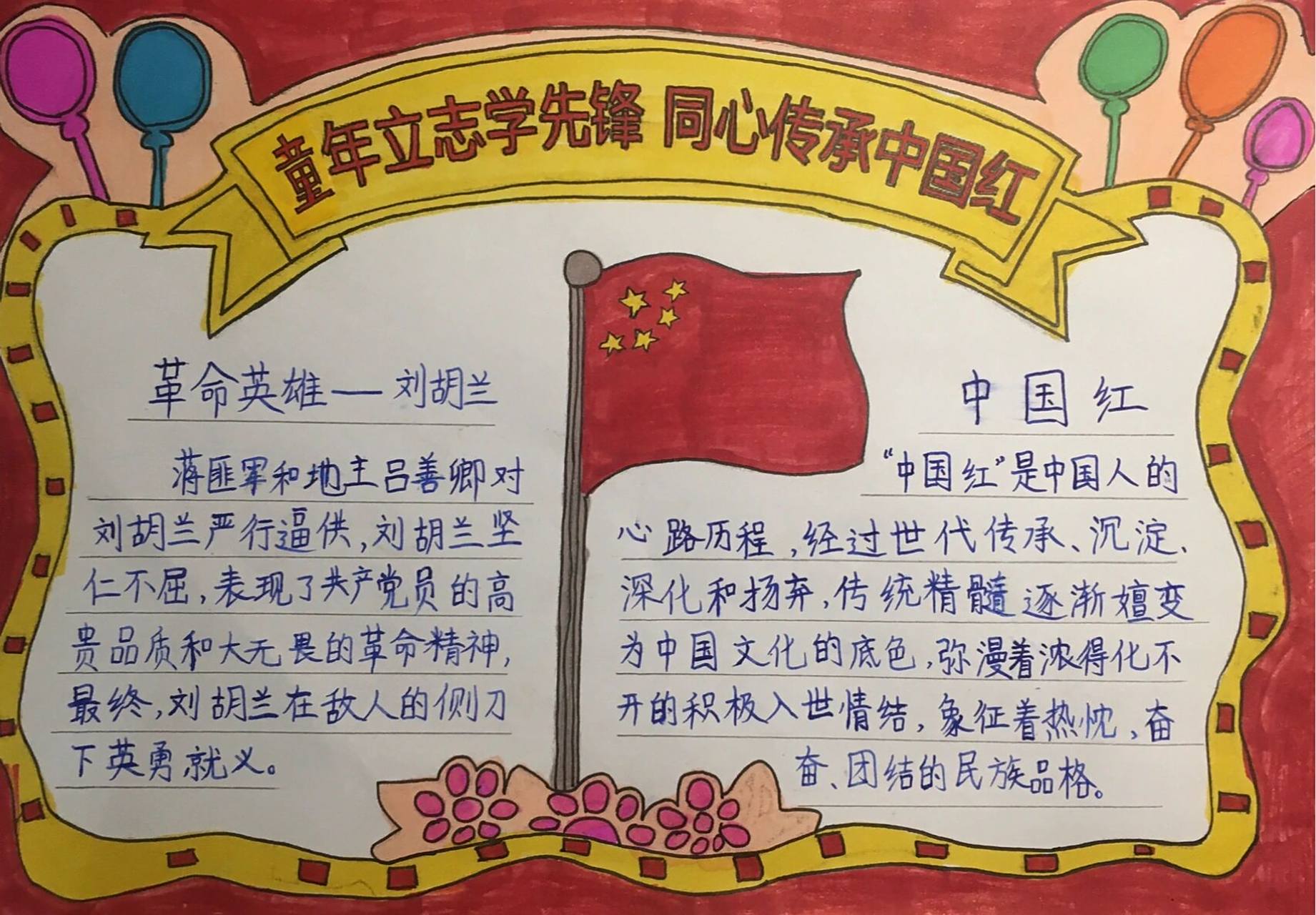 《童年立志学先锋 同心传承中国红》手抄报.