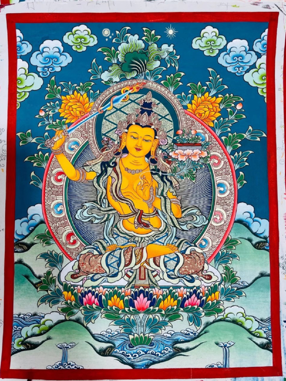 文殊菩萨 文殊菩萨在佛教中被视为智慧之神.