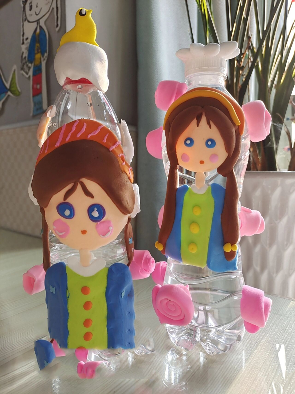 超轻粘土|瓶子手工|原创作品|儿童创意 材料:闲置的矿泉水瓶或者酒瓶