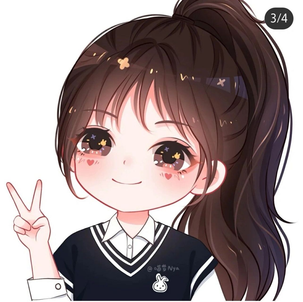 卡通q版可爱女生头像/学院风高马尾 你们要的高马尾拿去吧!