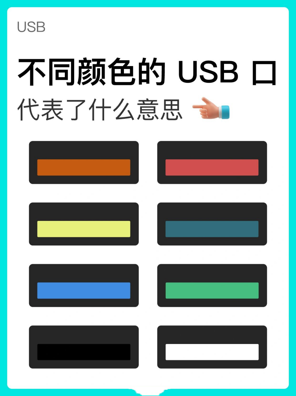 原来不同颜色的 usb 口也是有区别的,快收 96 不知道你有没有发现