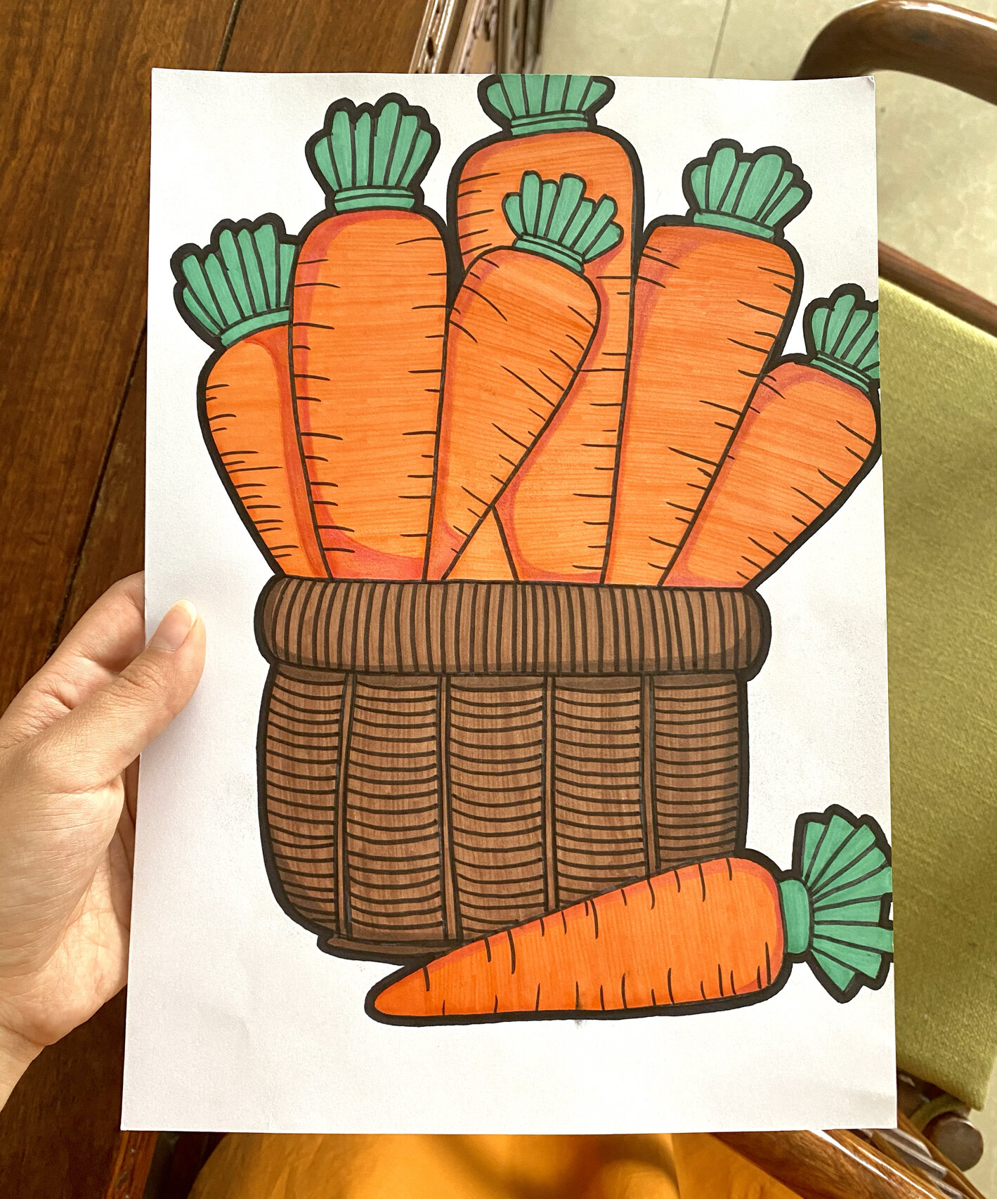 马克笔儿童画素材 红萝卜