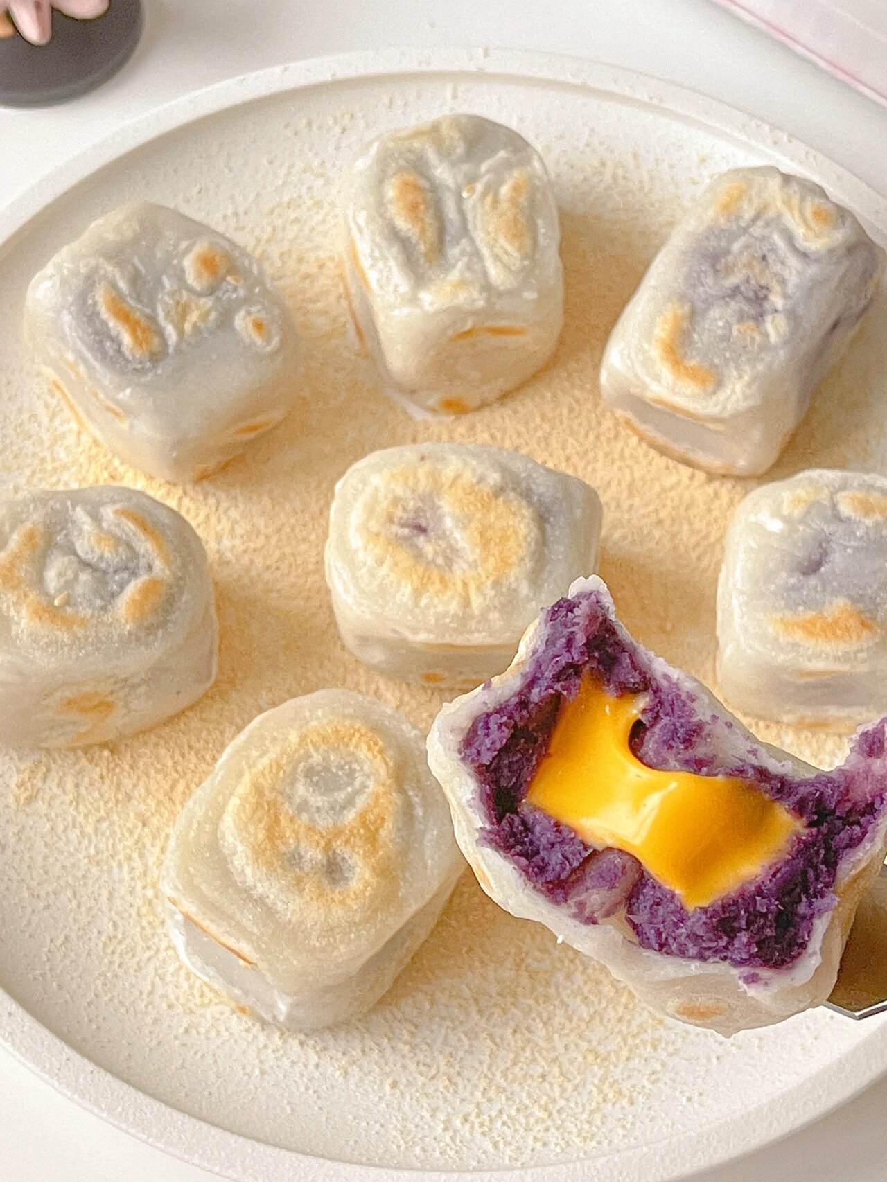 年夜饭甜品06会爆浆的芝士紫薯年糕6015免烤箱