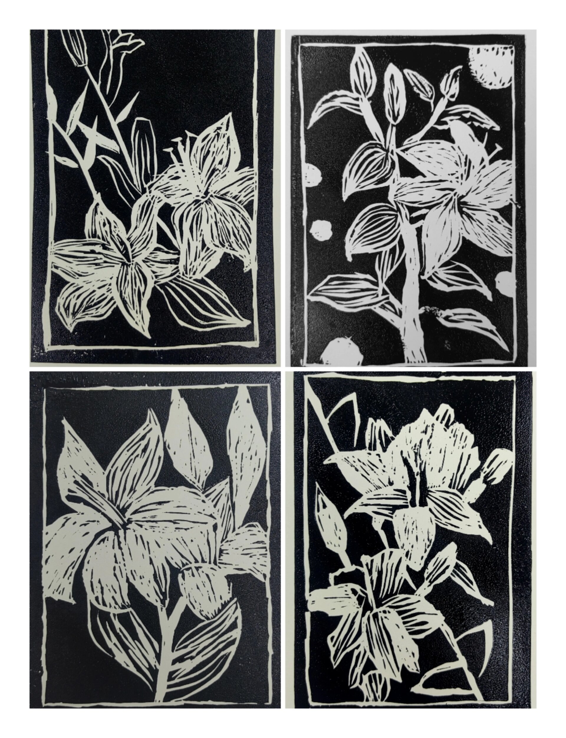 学生作品—胶板版画百合花