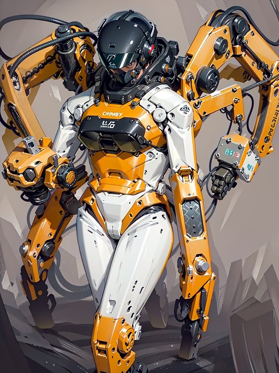 ai绘画丨机甲外骨骼少女 by nina27-ai