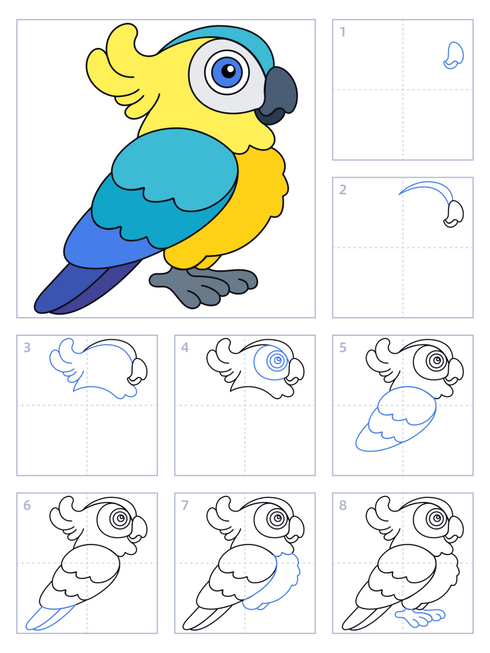 简笔画9期|鹦鹉00