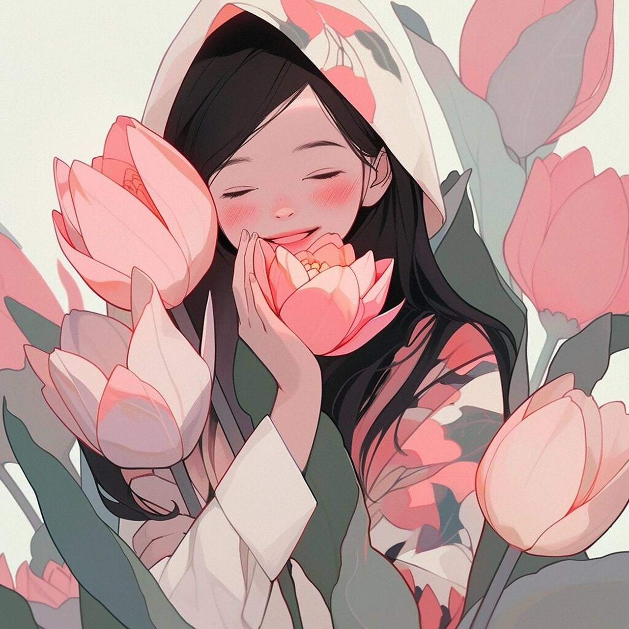 悄悄画下你温柔如风‖捧花气质女生头像 你们说要笑的温柔的气质女生