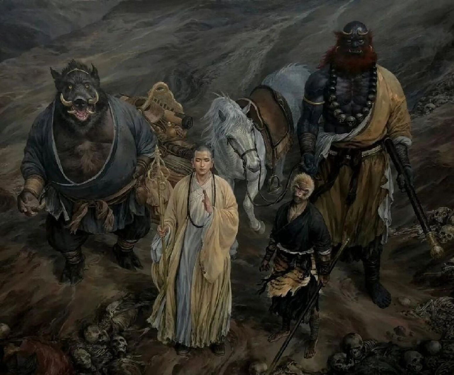 孙悟空,身高不足四尺,圆头毛脸,尖嘴呲牙,两只黄眼睛,肉在里面,骨头在