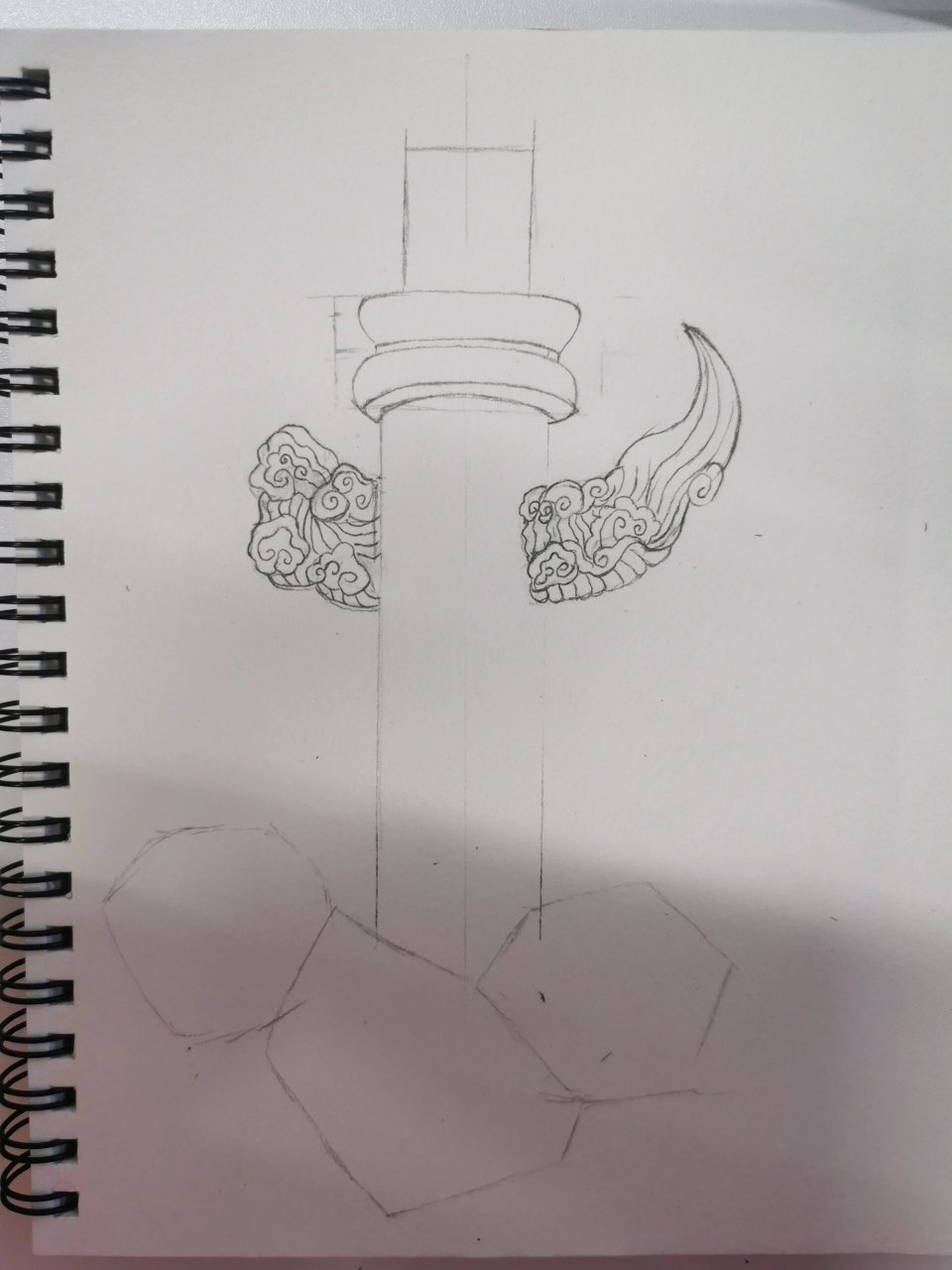 线描—华表 一天画一点,终于完成了,自己都觉得好看