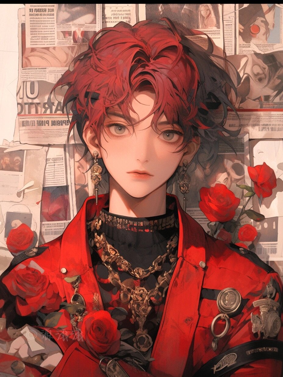 复古港风动漫男生壁纸|头像|红玫瑰