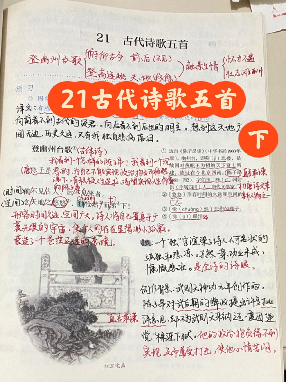 笔记|七下语文《古代诗歌五首》详细笔记2 登幽州台歌 望岳 登飞来峰