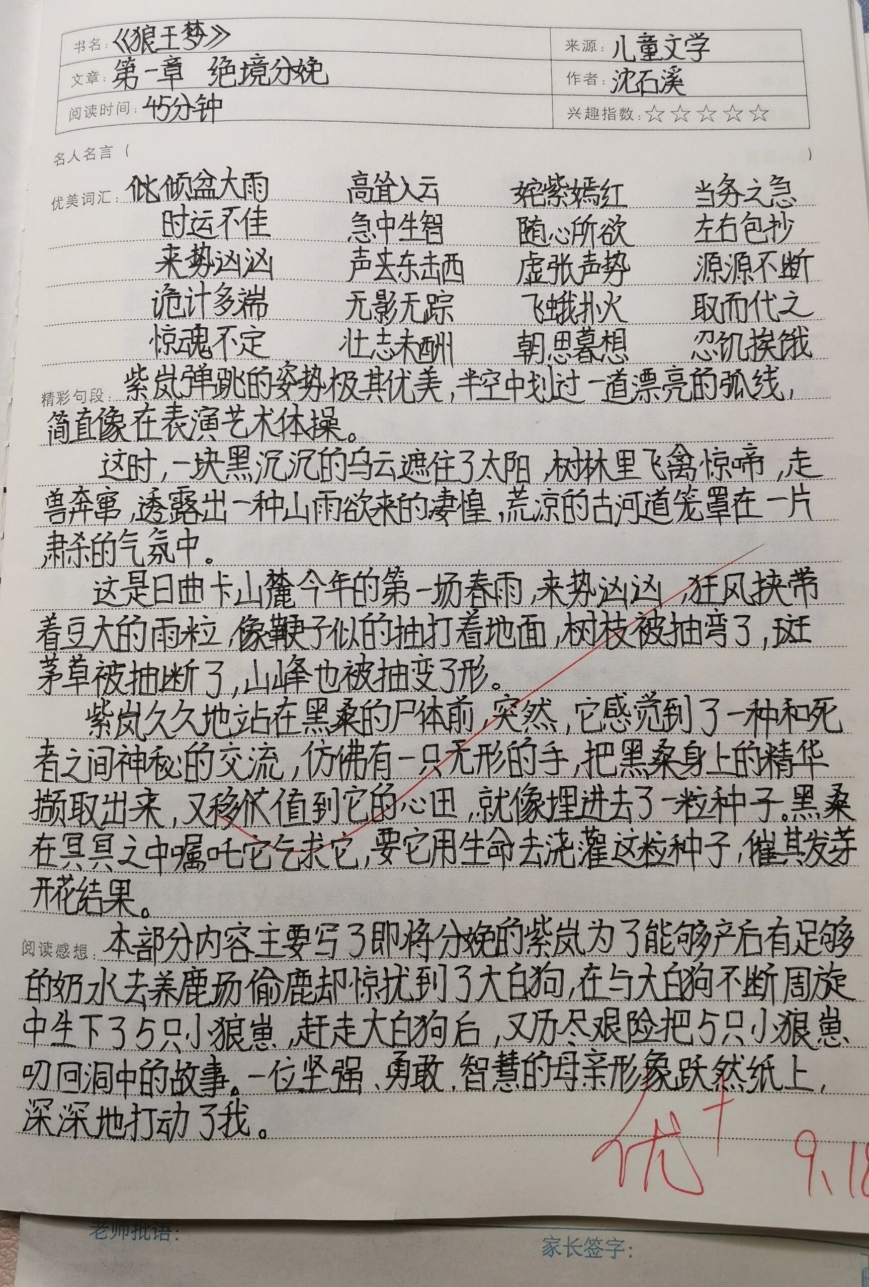 读书笔记 狼王梦 第一章