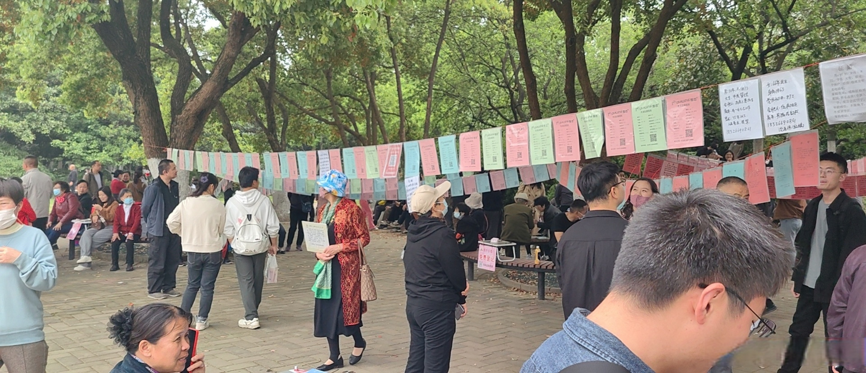 周末又好多人来杏花公园相亲角貌似家长给子女相亲的多,你们去过吗?