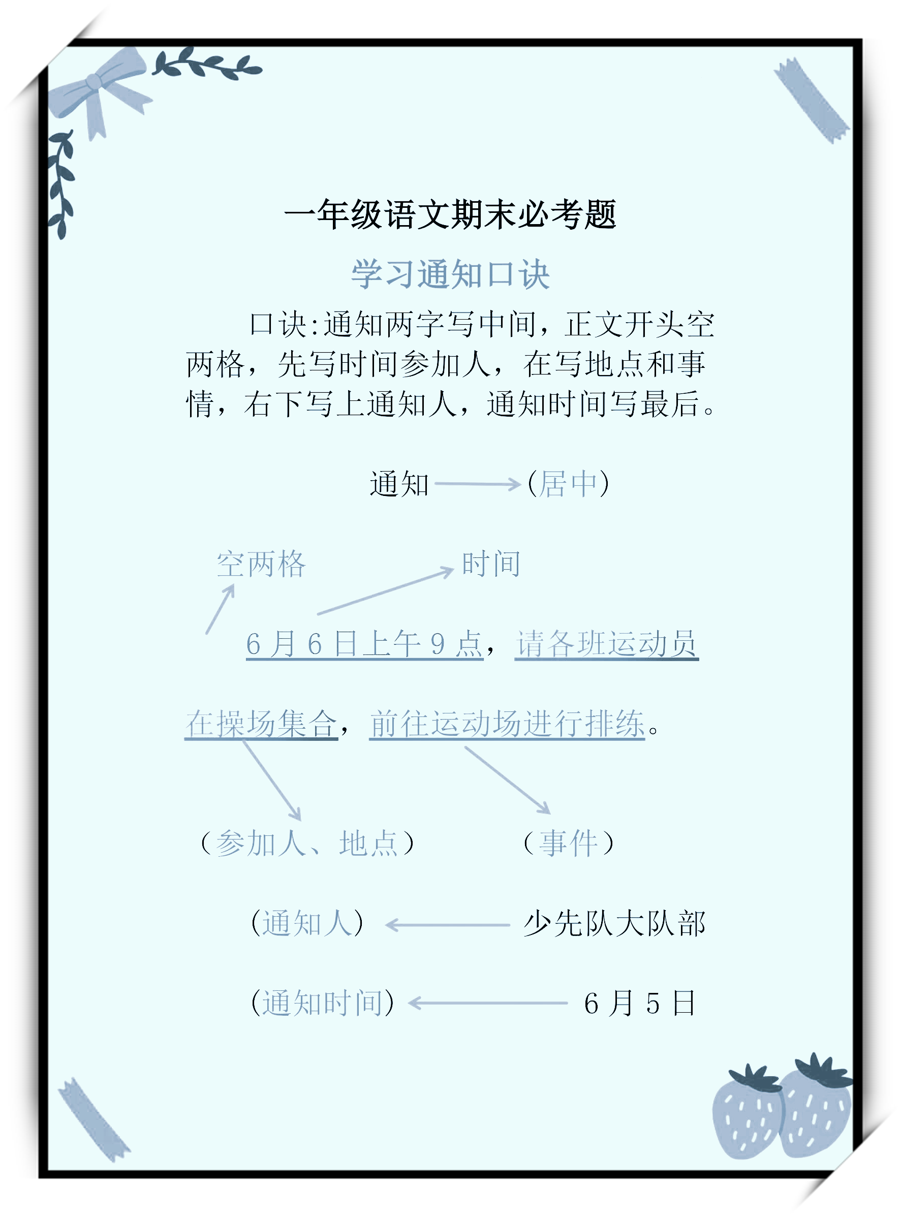 一年级下册语文通知格式