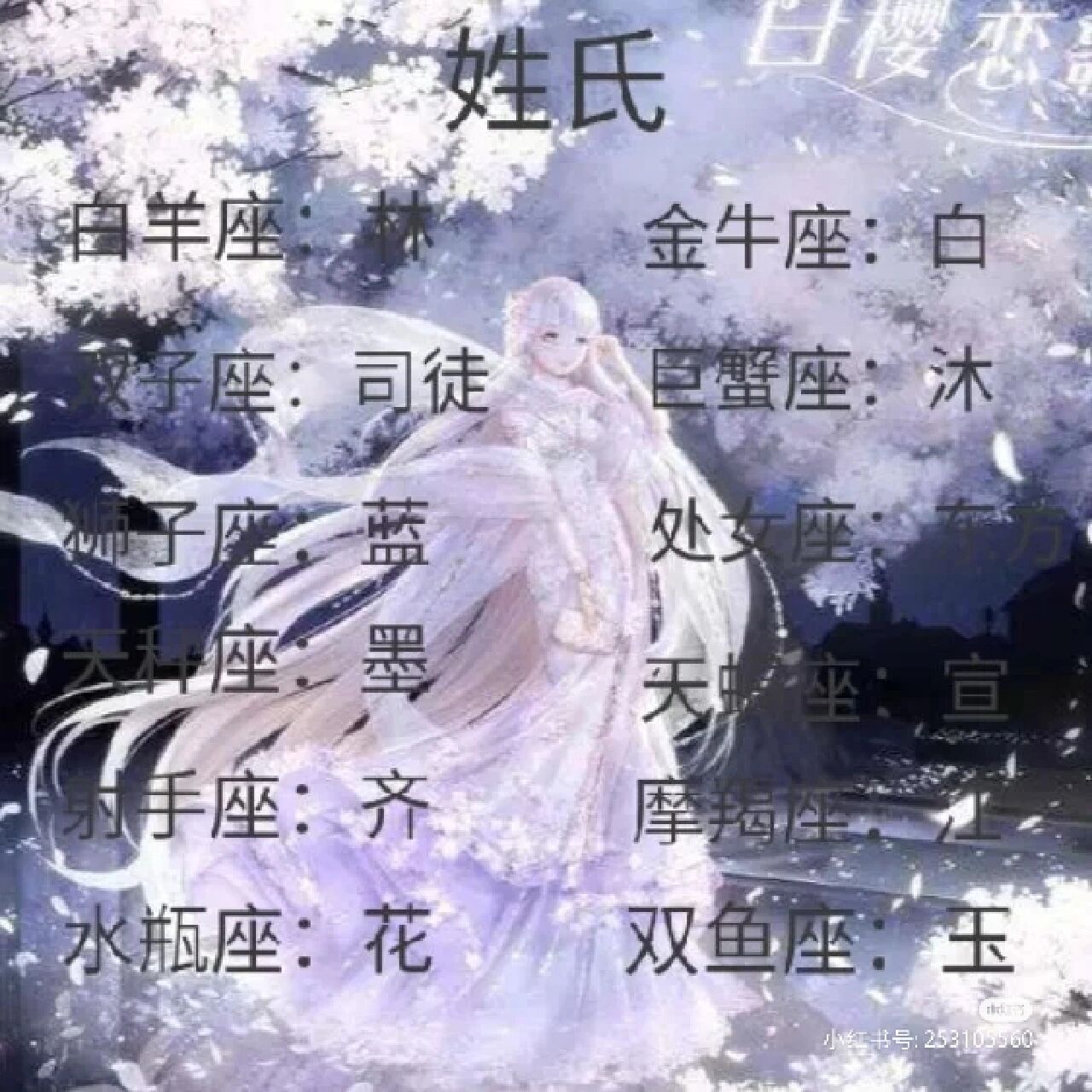 十二星座专属古风名