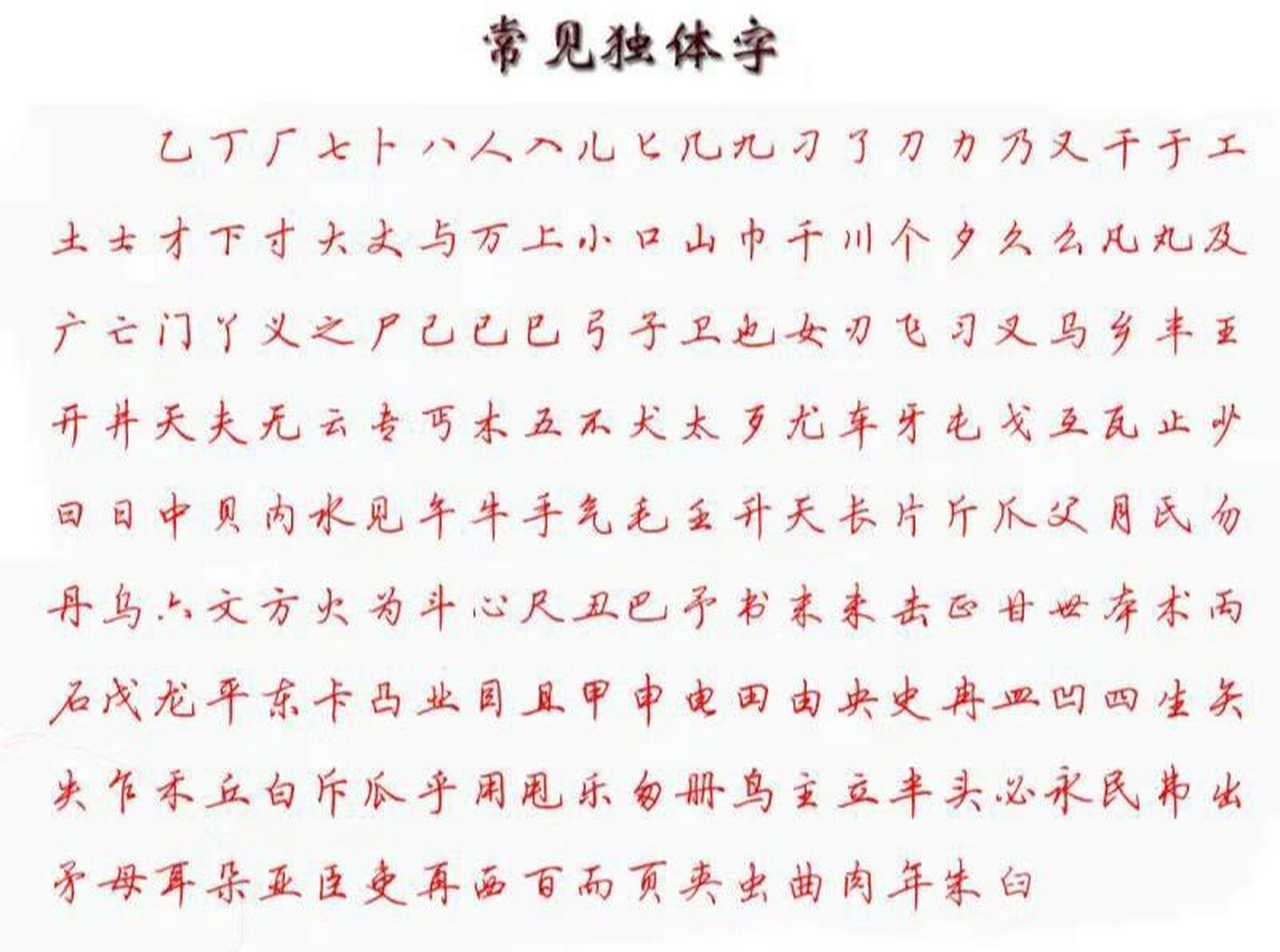 常见独体字汇总 常见独体字,不要慢慢百度查字典了!