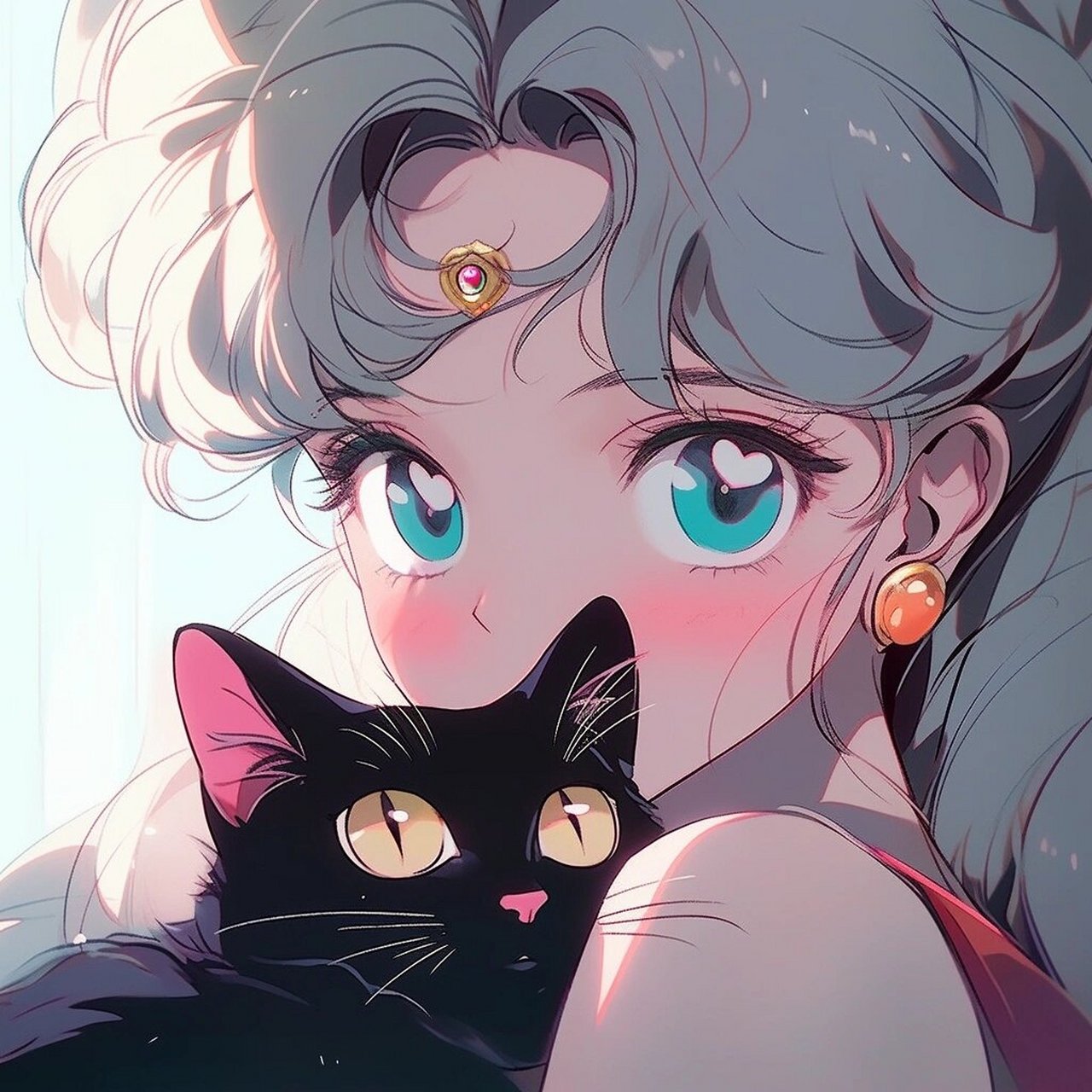 少女和猫|超治愈日系动漫头像 有一些小猫假扮成人类与我们相爱93