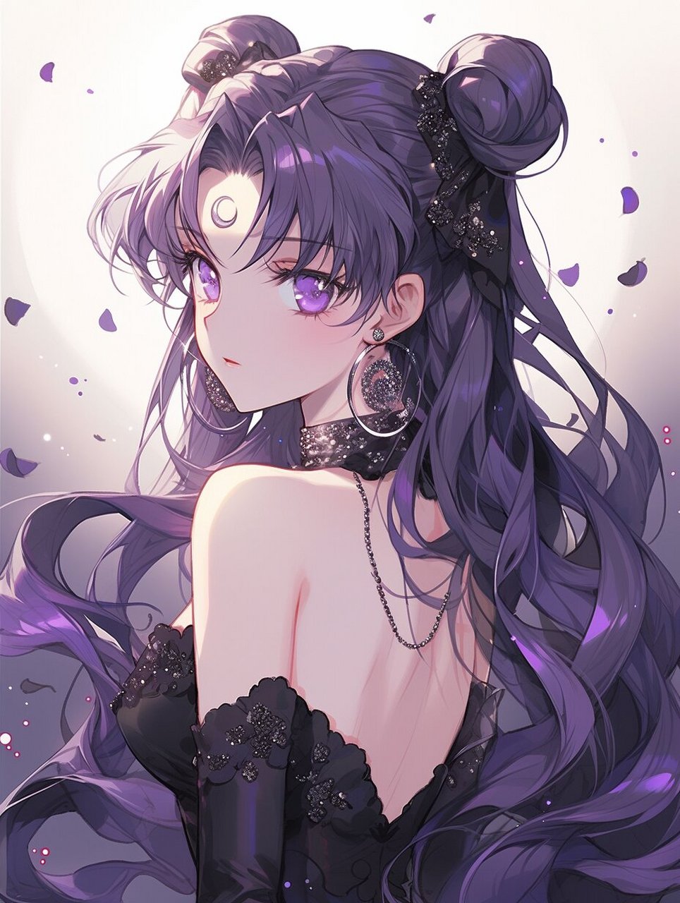 壁纸10|梦幻紫色90美少女战士爱了~ 黑紫色太美了,月野兔轻轻转过头