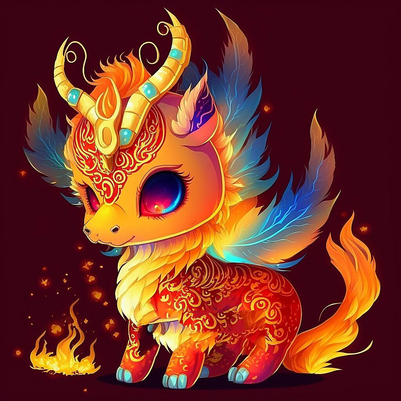 招财火麒麟宝宝/大眼萌 太爱这一组了,超萌的火麒麟宝宝,很招财哦,快