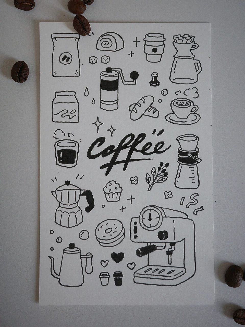 是我喜欢的口感,浓浓的坚果香很治愈7815 #咖啡# #简笔画# #手帐