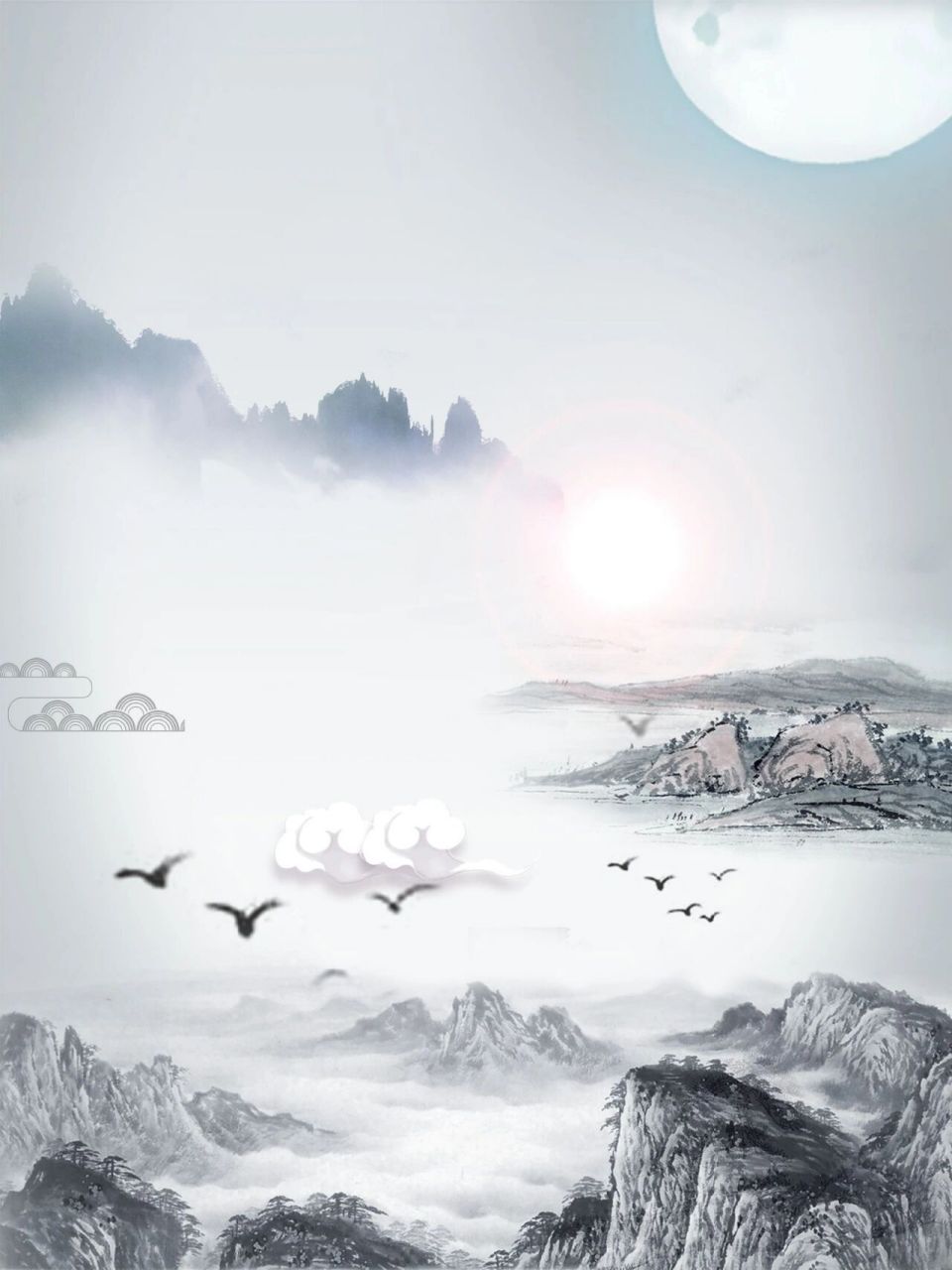 🍀国风‖中国风意境水墨壁纸背景图分享 远看山有色,静听水无声