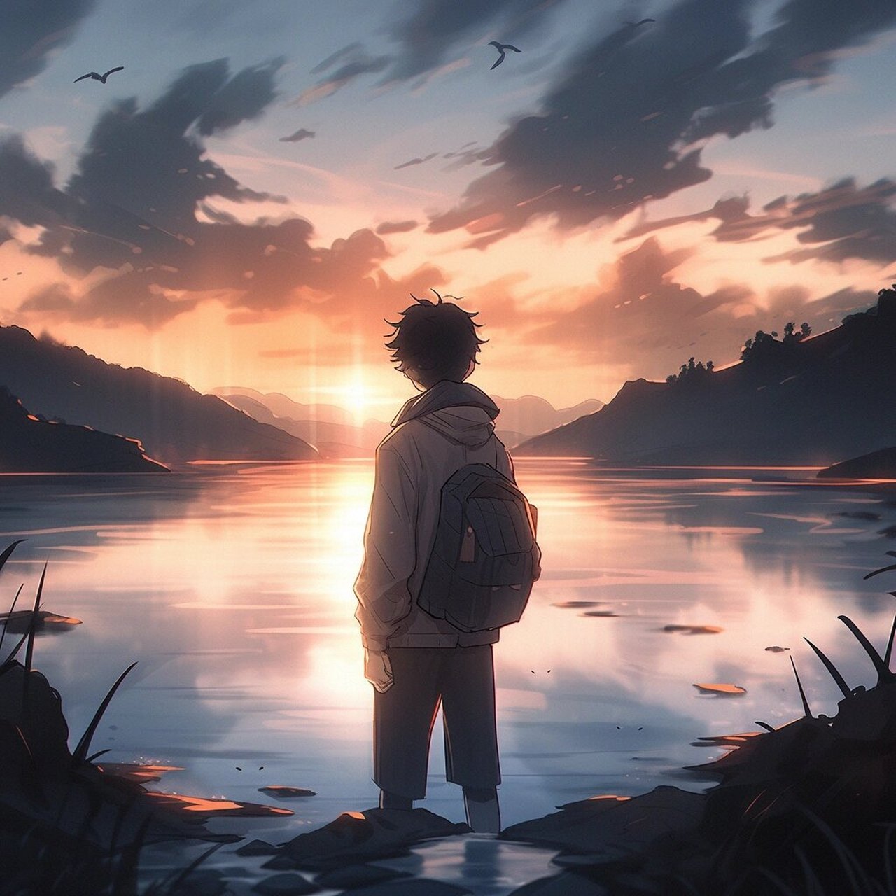 "日落尤其温柔,人间皆是浪漫"92 男生帅气动漫头像91