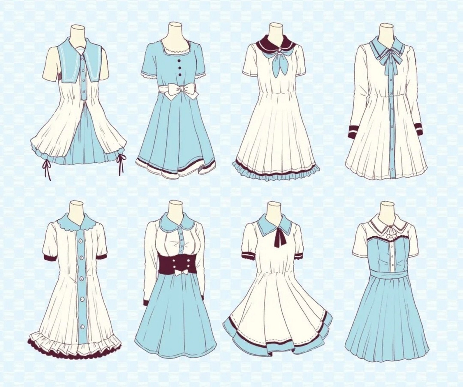 服装手绘jk,轻洛丽塔蝴蝶结衬衫,短裙画法 敲级适合新手初学者临摹