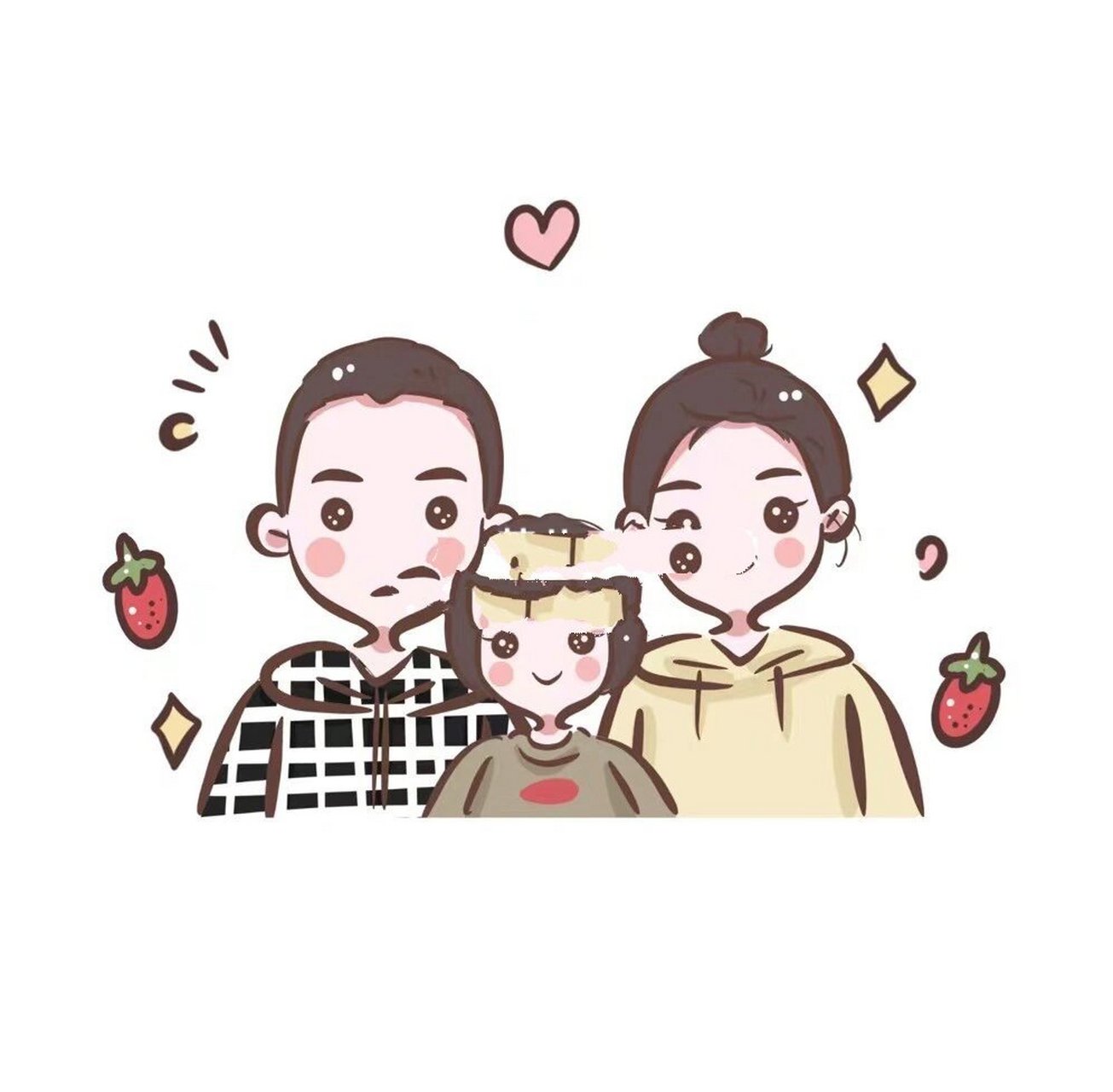 7815分享幸福一家简笔画手绘头像 超可爱7815 幸福美满的一家