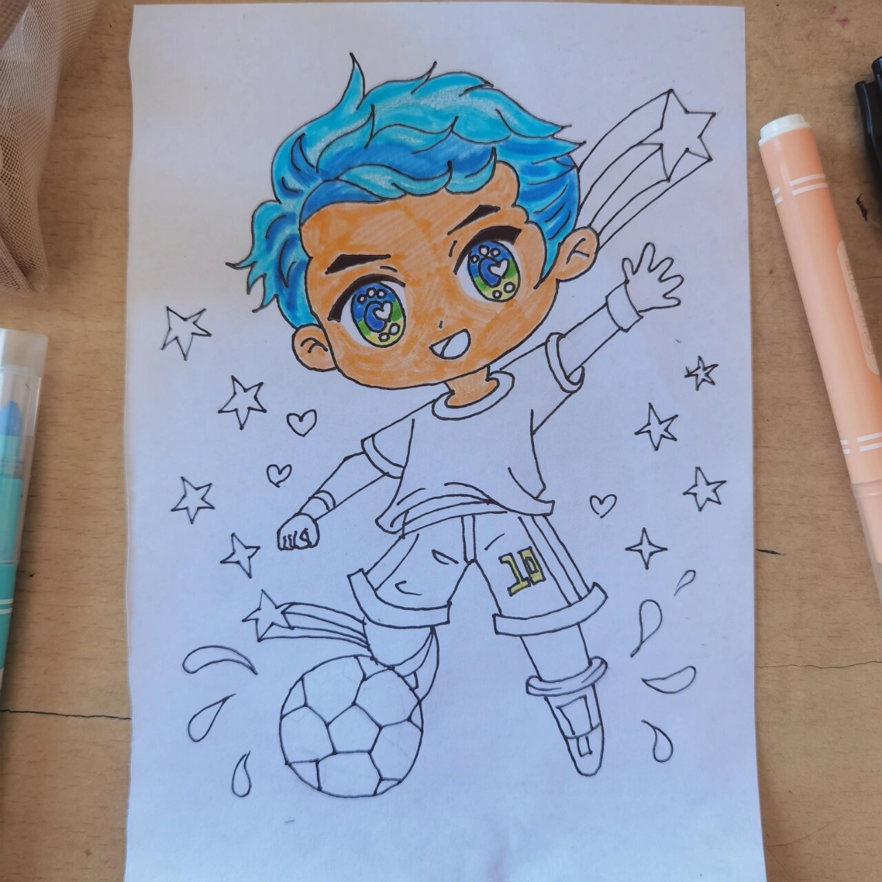 快乐足球7115宝贝·动漫人物男生绘画过程 q版动漫人物考级|线稿