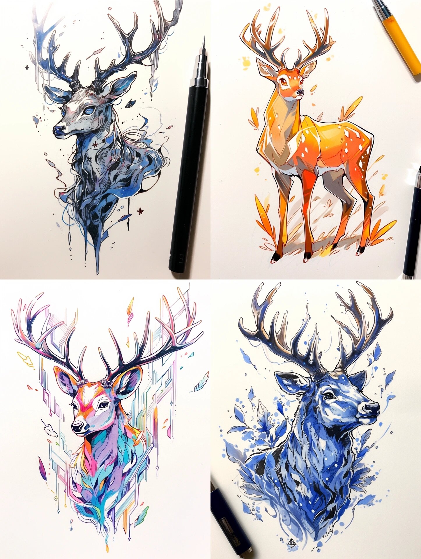 鹿|动物|手绘素材