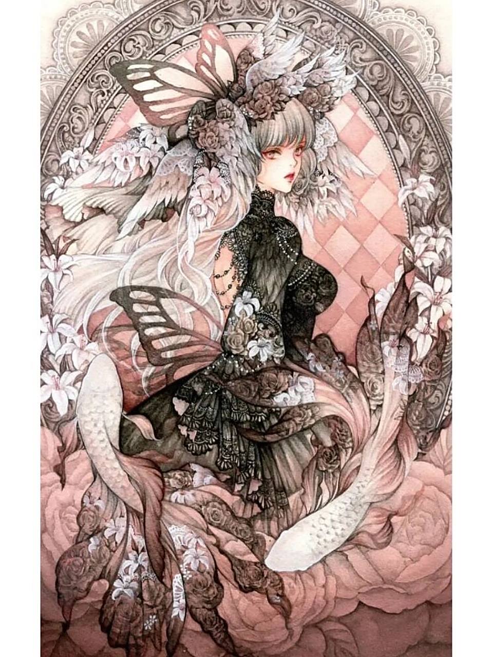 绝美蝴蝶仙女插画壁纸78华丽的小裙子绝绝子 插画欣赏98 穿着华美