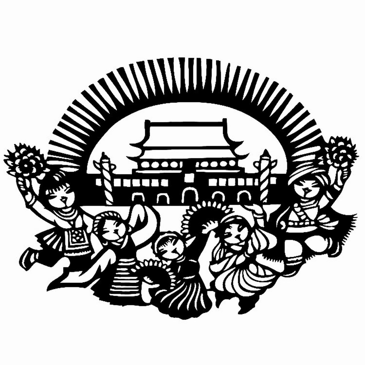 [爱国]黑白剪纸刻纸底稿