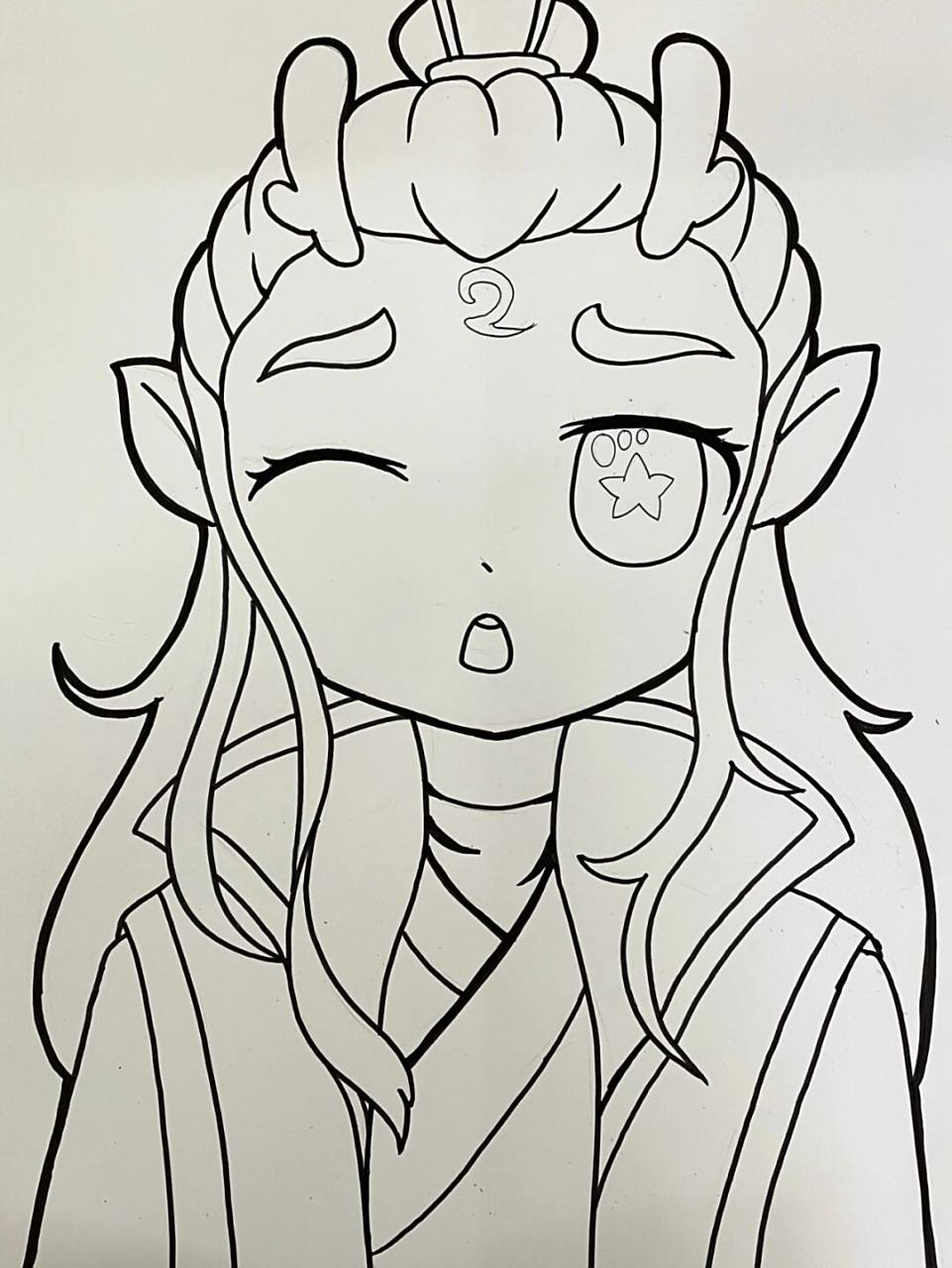 马克笔动漫敖丙 卡通动漫/哪吒/敖丙/q版动漫/马克笔动漫/儿童画/少儿