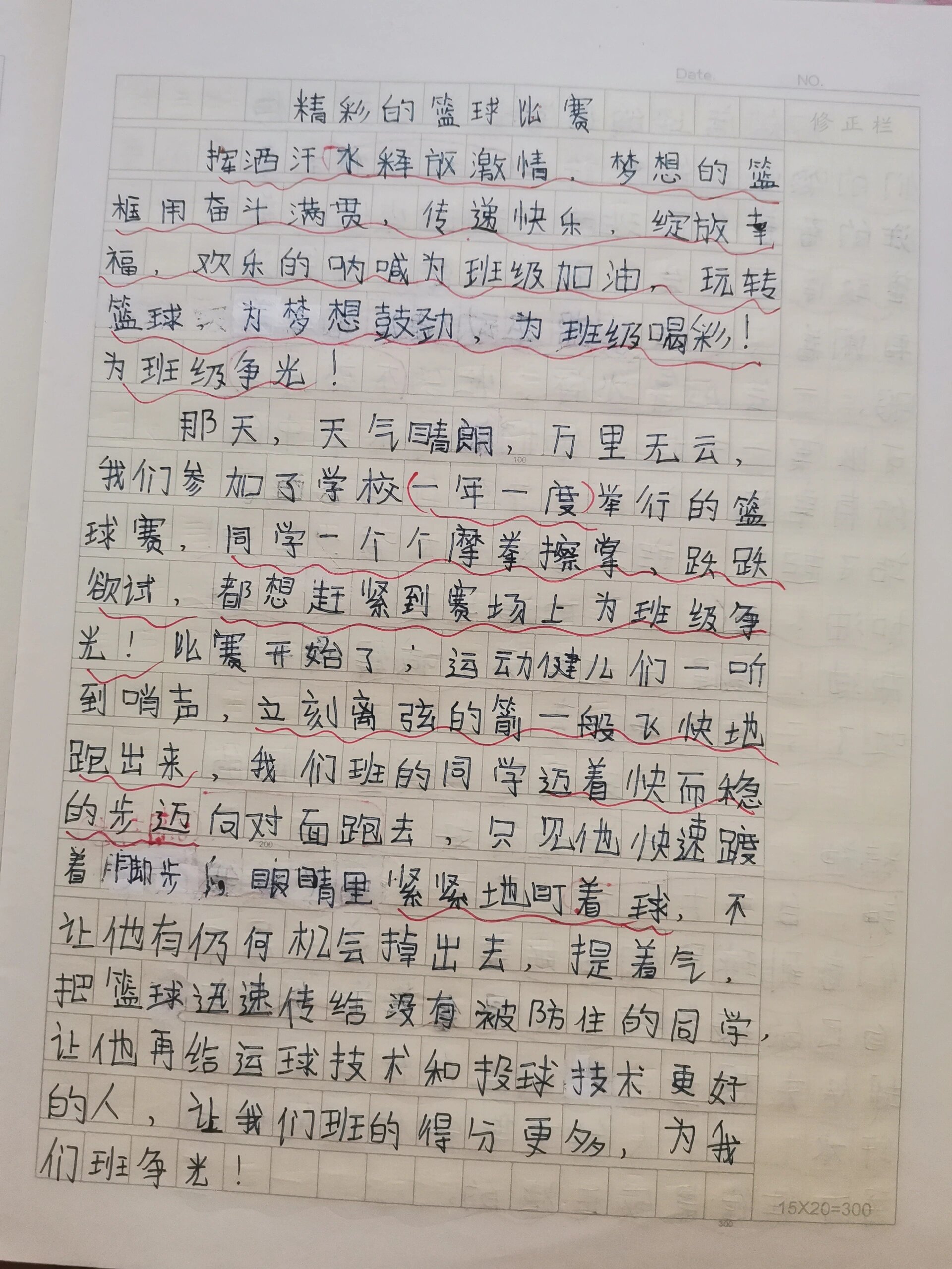 关于打篮球的作文  .
