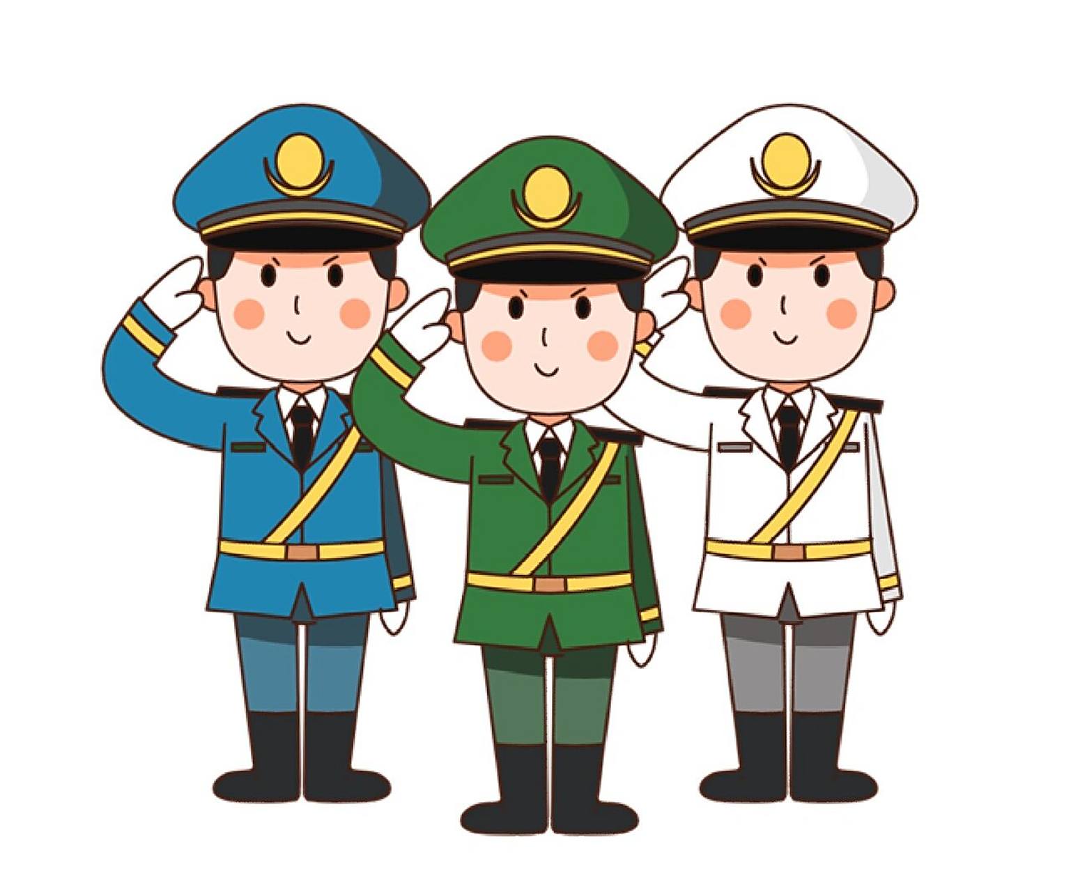 三军敬礼卡通图片##直接打印# 三军敬礼卡通图片