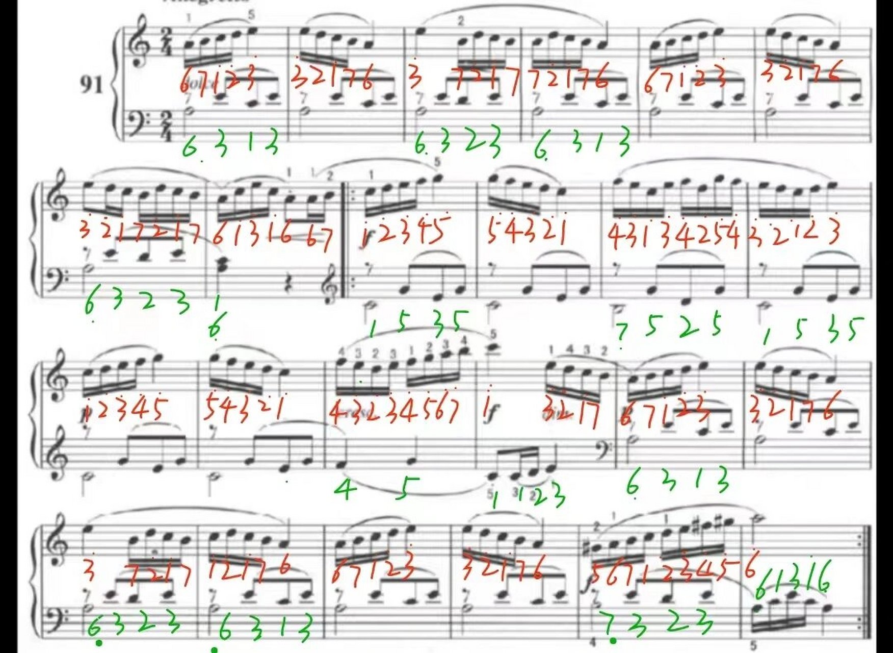 不懂五线谱 帮五线谱翻译简谱,儿歌编配伴奏      拜厄91条双手简谱