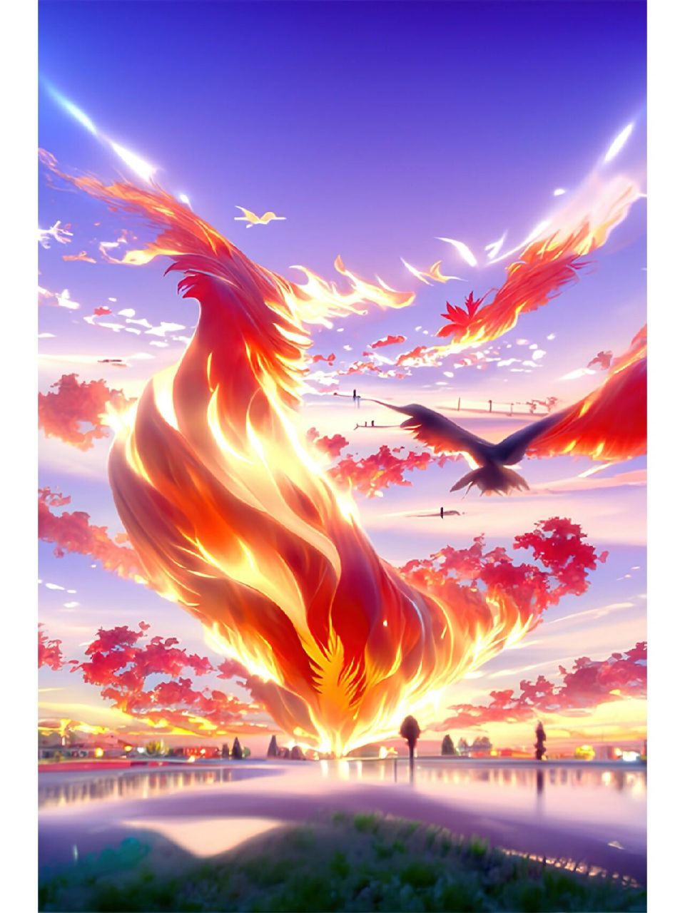 ai绘画-火凤凰涅槃,浴火重生 传说中火凤凰满五百岁后,集香木自焚,复