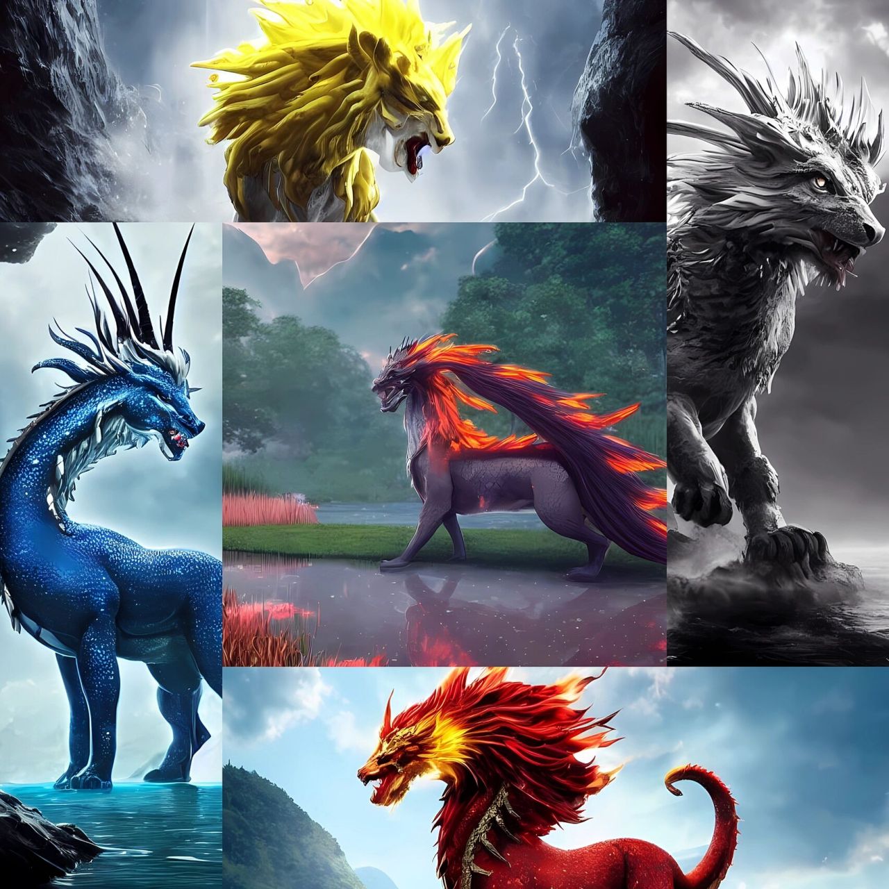 【ai作画】上古神兽之麒麟系 《淮南子·墬形训》:"毛犊生应龙,应龙生