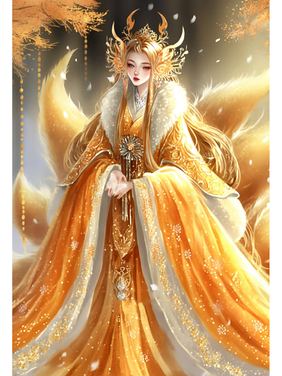 【ai绘画】78狐仙之七尾隐狐 黄色的九尾狐,亦称七尾隐狐,狐仙级别
