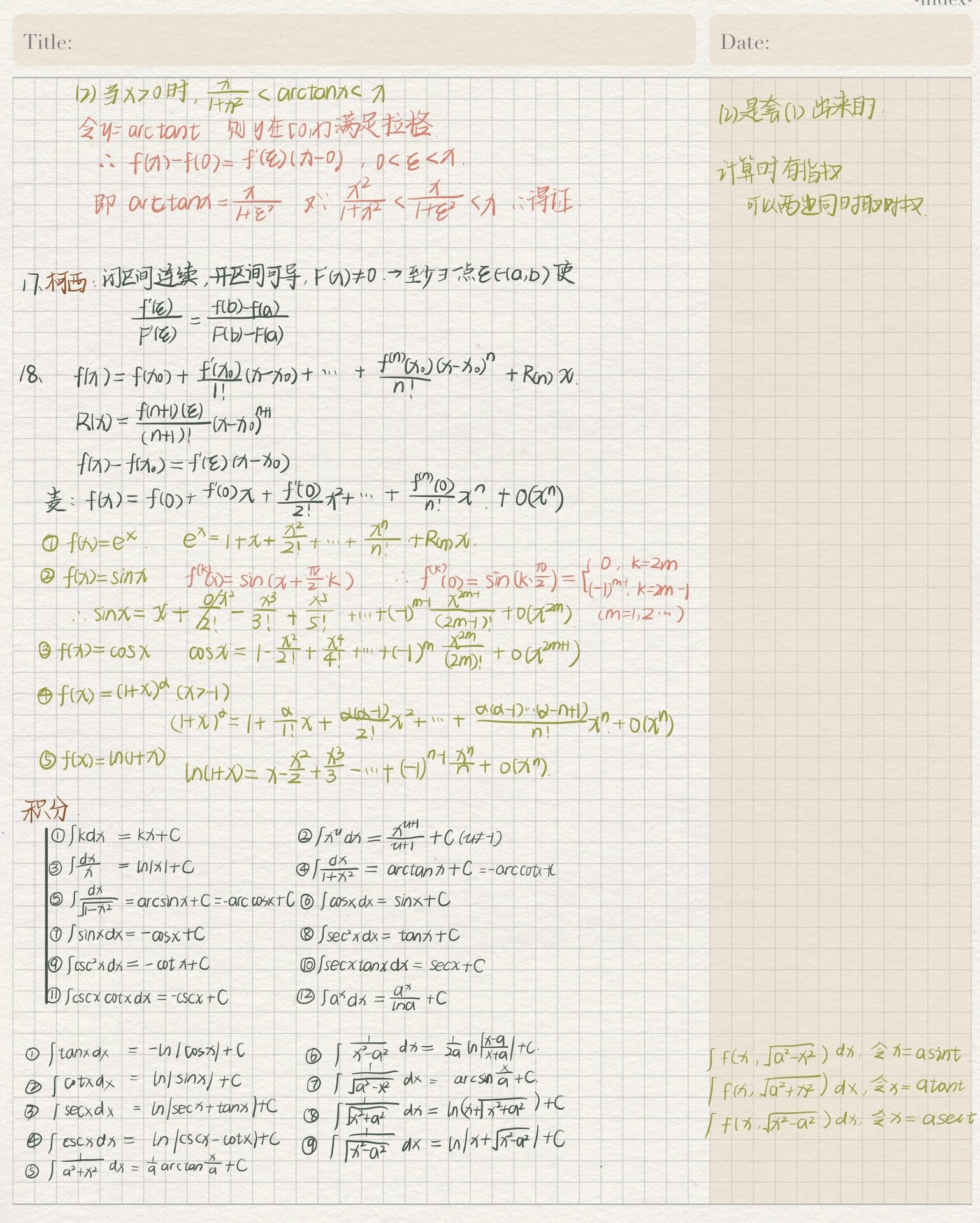 大一高等数学笔记第一弹来咯  整理了一些高数上的公式,纯属个人分享