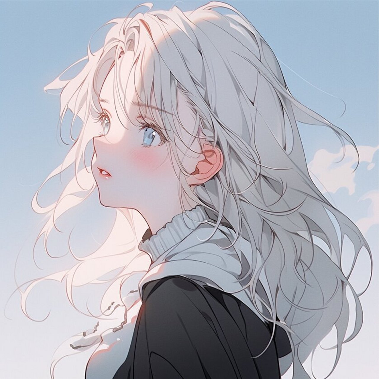 女生头像|银色系ins高级感小众可爱卡通 银色系女孩头像02