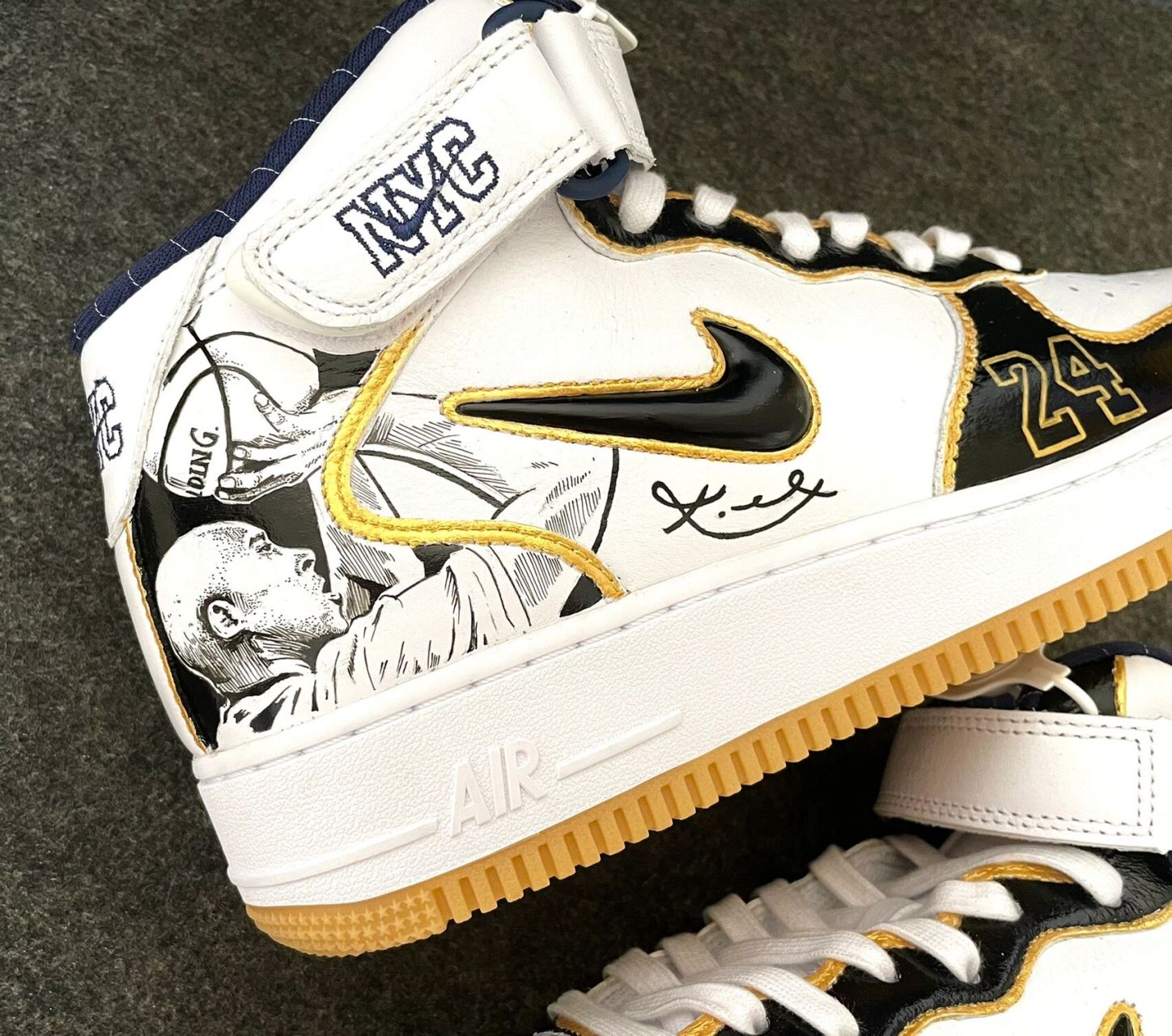 nike air force1球鞋定制科比主题耐克空军一号手绘涂鸦 新作品:nkee