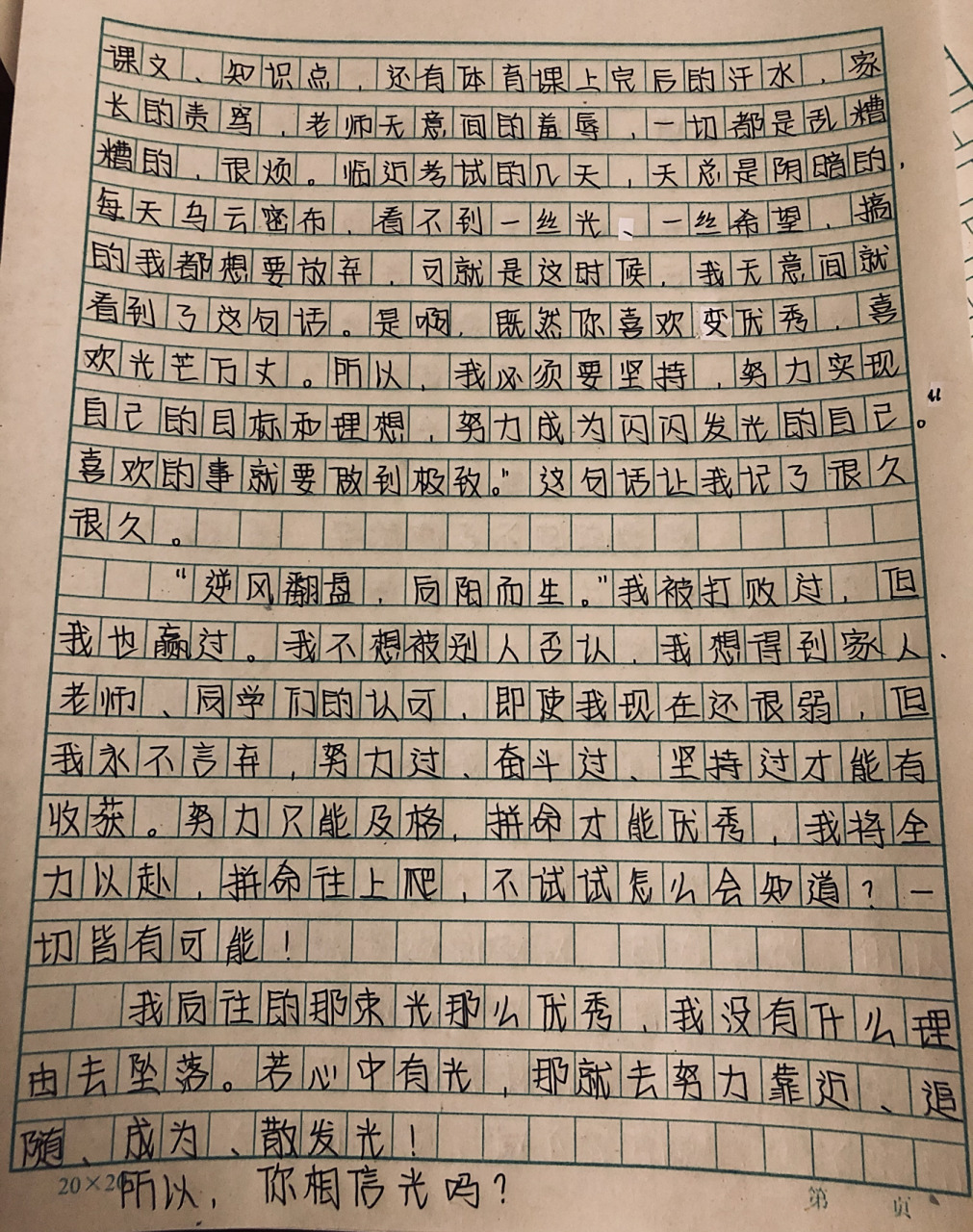 作文《相信光》 "喜欢的事就要做到极致" 	 手写摘抄|059969