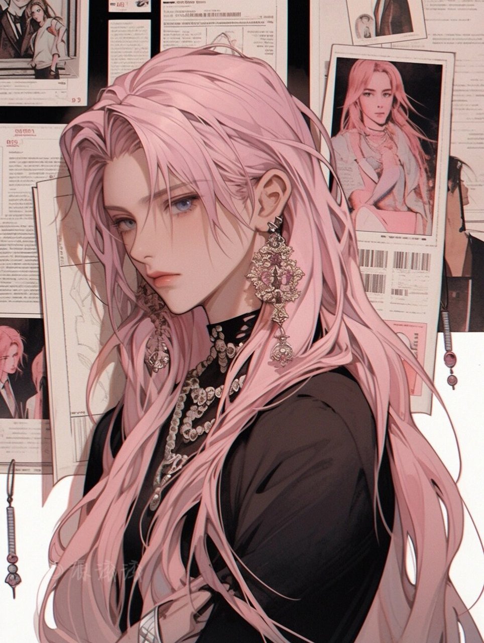 复古港风动漫男生头像|壁纸|粉色长发 ❤️辛苦喜欢的宝子们点个