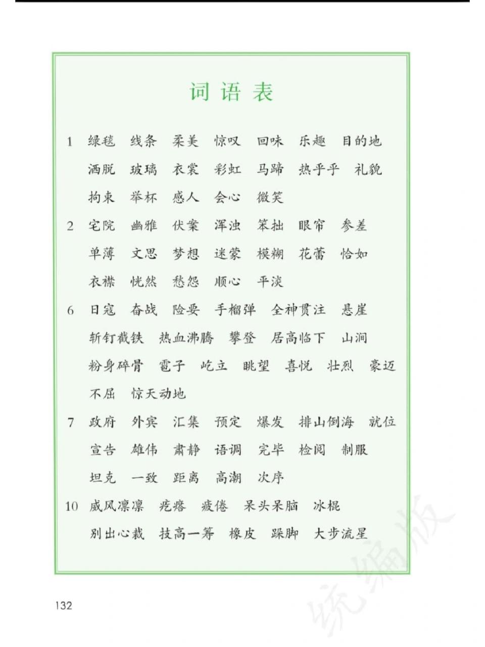 六年级上册词语表 六年级上册词语表