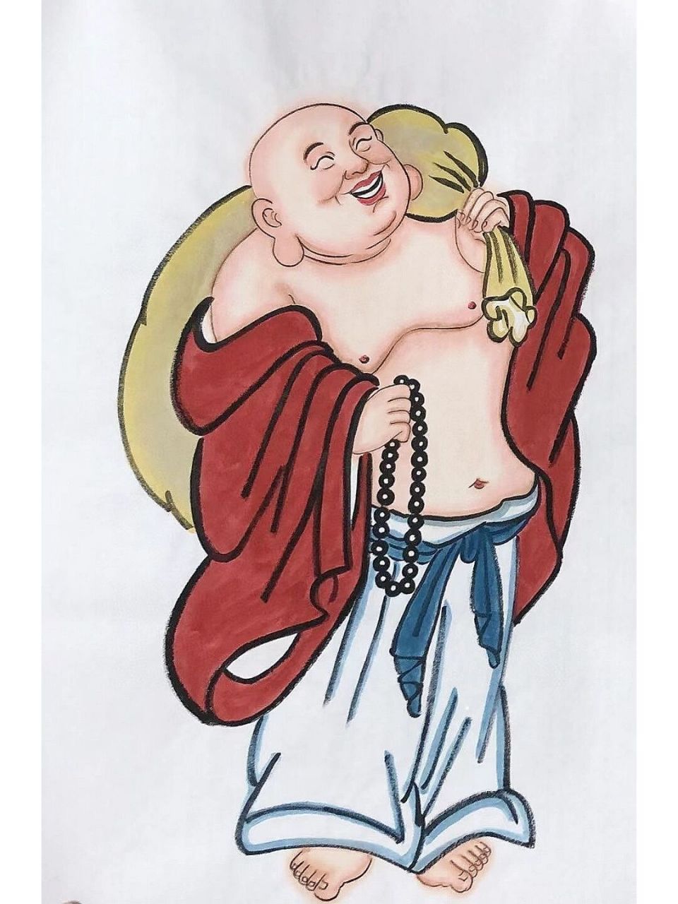 弥勒佛国画 大肚能容 笑口常开 和气生财